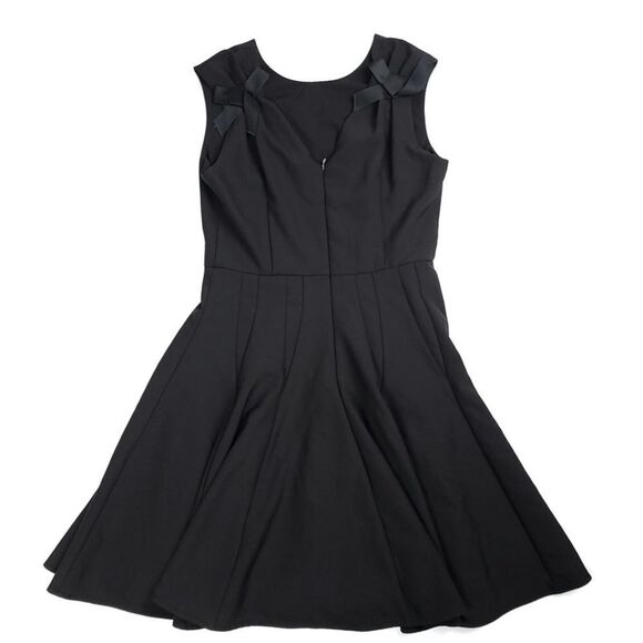 HAVVA Ballet Bow Back Tailored Seam Fit and Flare Mini Dress Black Minimal Small - Picture 2 of 11